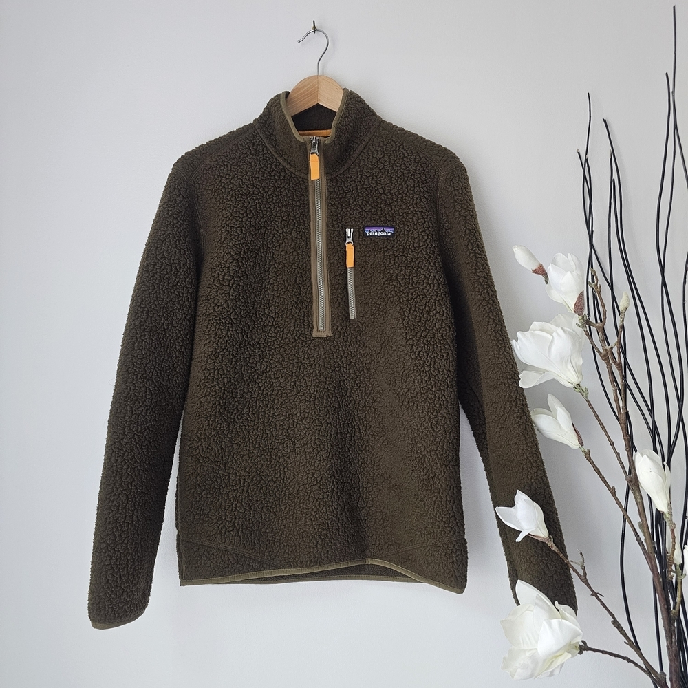 Patagonia Men's Dark Olive Zip-Up Sweater